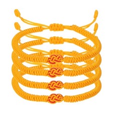 Matching Bracelets for Couple, 4pcs Red Yellow Knots Bracelets, Yellow