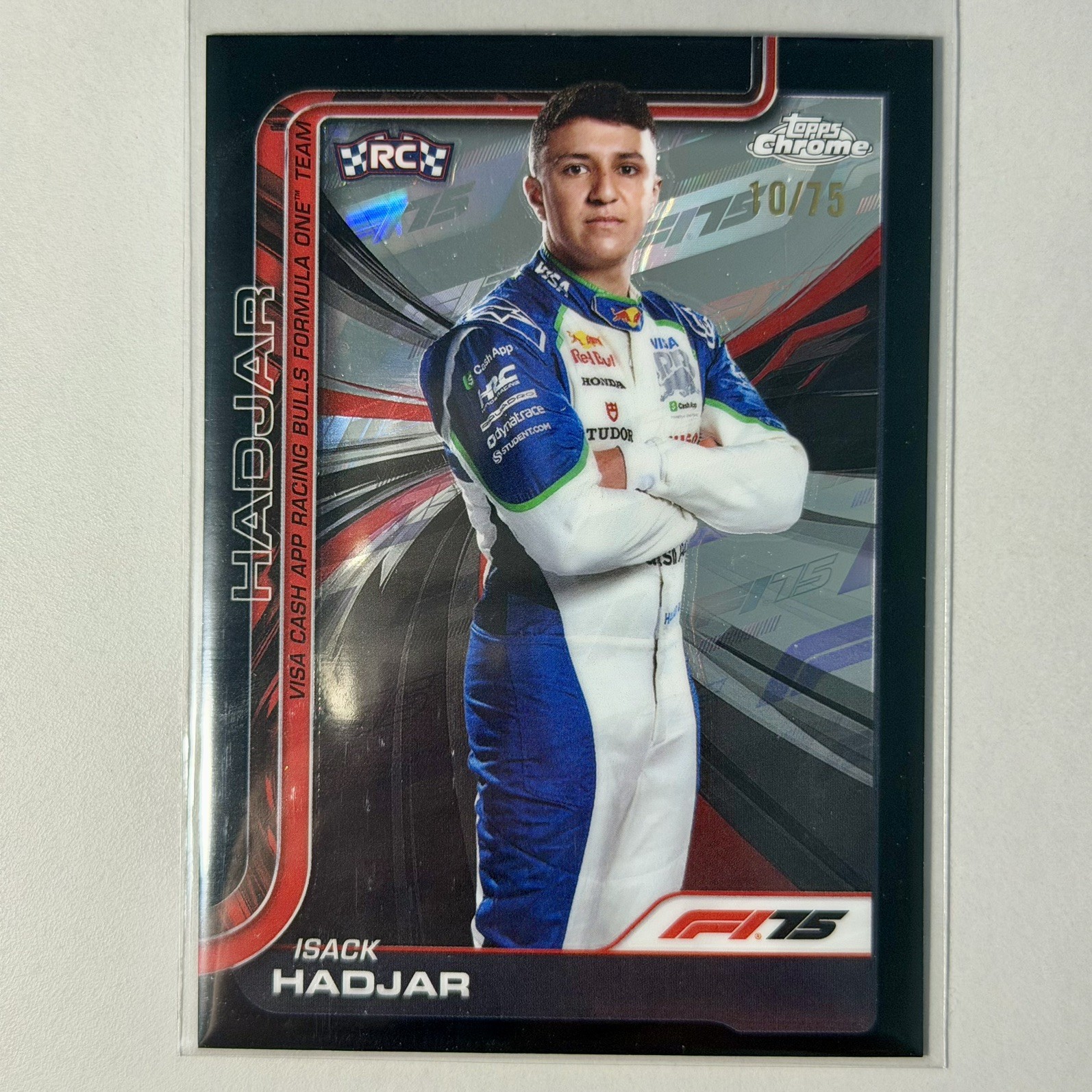 2025 Topps Chrome F1 Isack Hadjar F1 75th Anniversary Refractor RC /75 #12