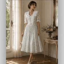 Vintage 80s Gunne Sax Jessica McClintock Pastel Floral Prairie Cottagecore Dress