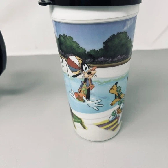 Juego de 2 tazas de viaje de plástico de los parques de Disney Mickey Minnie Mouse Space Mountain Foto 3 de 4