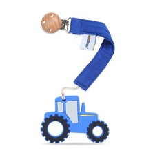 AmazingM Baby Food Grade Silicone Tractor Car Teether Toy with Pacifier Blue