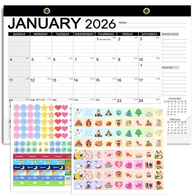 2026-2027 Desk Calendar - 18 Month Desktop Wall Calendar 17''x12'', 120gsm Extr...