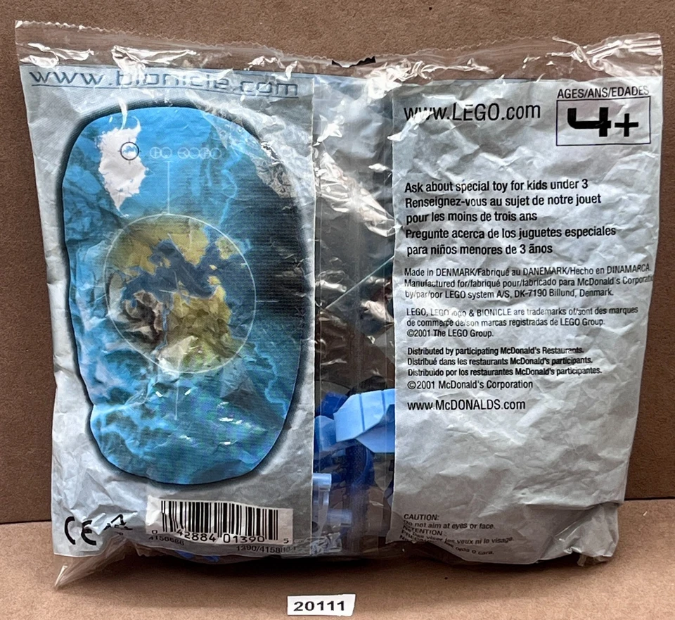 Lego Bionicle 2001 McDonald’s Happy Meal Maku #3 W/Throwing Disk New Unopened - Image 2 of 2