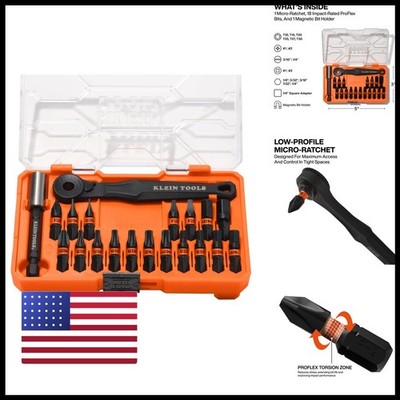 Klein Tools 32787S Slim Micro-Ratchet Proflex Impact Driver Bit Set 20-Piece S2