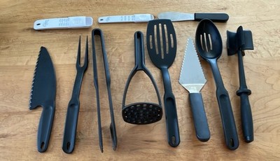 Pampered Chef LOT of 11- Black Nylon Masher Knife Tongs Spatula Spoon & More USA