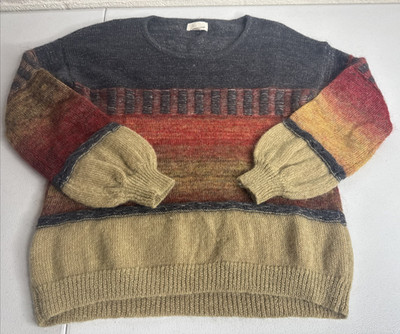 Women's THE KORNER S/M Mohair Blend Shimmer Pullover Tapered Sleeve Sweater