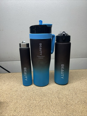 Beauty Tongrui Bottle/Cup Set-Blue/Black