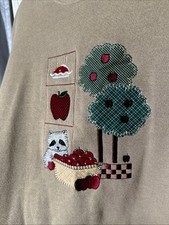 Gopher Sport VTG Grandma Sweatshirt Apple Tree Pie Raccoon Lg Grandmacore