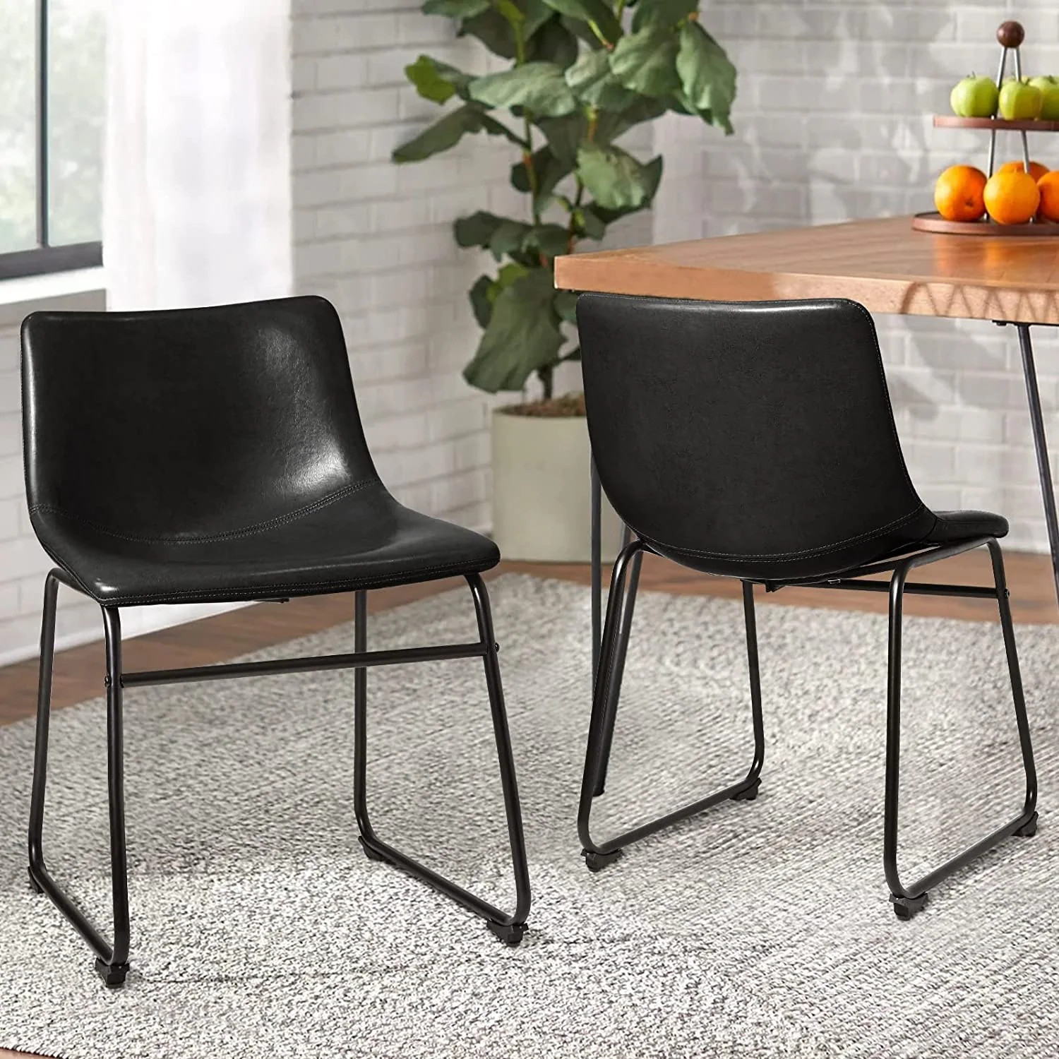 Bossin Faux Leather Dining Chairs Set of 2, 18 Inch Kitchen & Dining Room