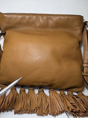 Michael Kors Camel Brown Tasseled Crossbody Purse Braid Strap Design Western - Picture 3 of 17