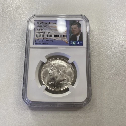 1964 P NGC MS64 Silver Kennedy Half Dollar First Year Issue JFK Coin Signature