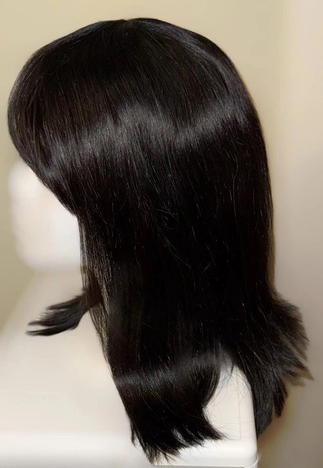 Peruca super fofa, 14 polegadas, preta, 100% cabelo humano, reta com franjas, corte Bob - Imagem 2 de 4