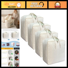Large Canvas Storage Bags with Zipper  Clear Window - 80L, 4 Pack, Beige - Idea