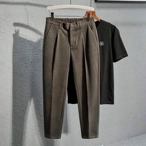 Winter Thick Suit Pants Men Straight Woolen Cloth Brown Black Trousers Males - Picture 23 of 32