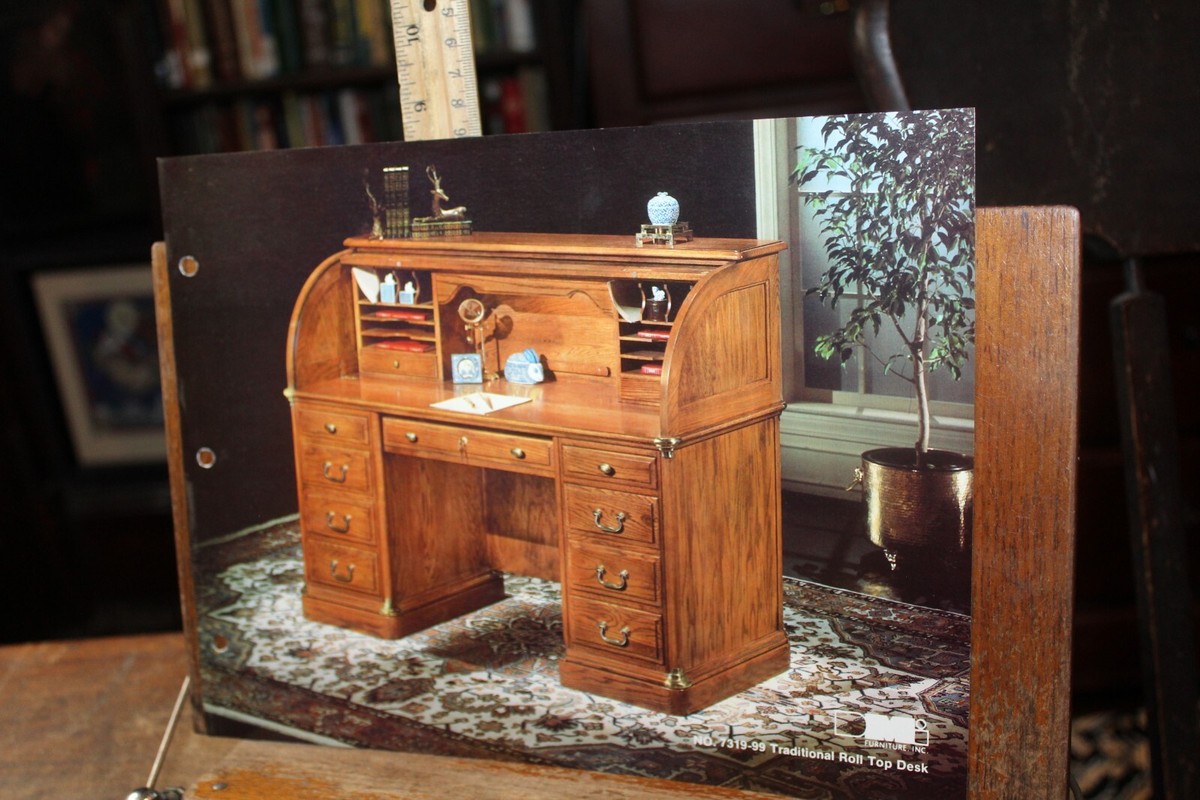 事務机・学習机 Vintage Roll top Desk Vintage 1982 DMI Furniture One Sheet Brochure Roll Top Desk | eBay