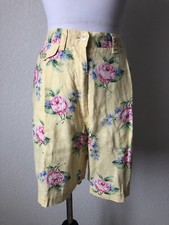 Vtg LAUREN RL High Waisted Shorts Linen Rose Romantic Cottage Roomy Pockets Sz 6