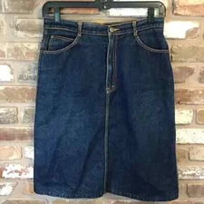 PS GITANO Women's Vintage 80's 90's Classic Dark Wash Denim Jean Skirt 16