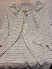 NWT Ruby Rd. Pretty White Blue Lime Purple Stripe Gathered Tie Neck Blouse 3X