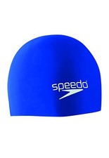Speedo Silicone Swim Cap Blue Micro Grid Texture Comfort Fit Hydrodynamic Per...