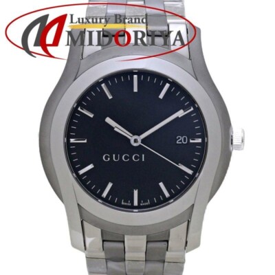 Gucci G-Klasse YA055211 5500XL Edelstahl Ss Quarz Schwarz Zifferblatt  Herren Uhr