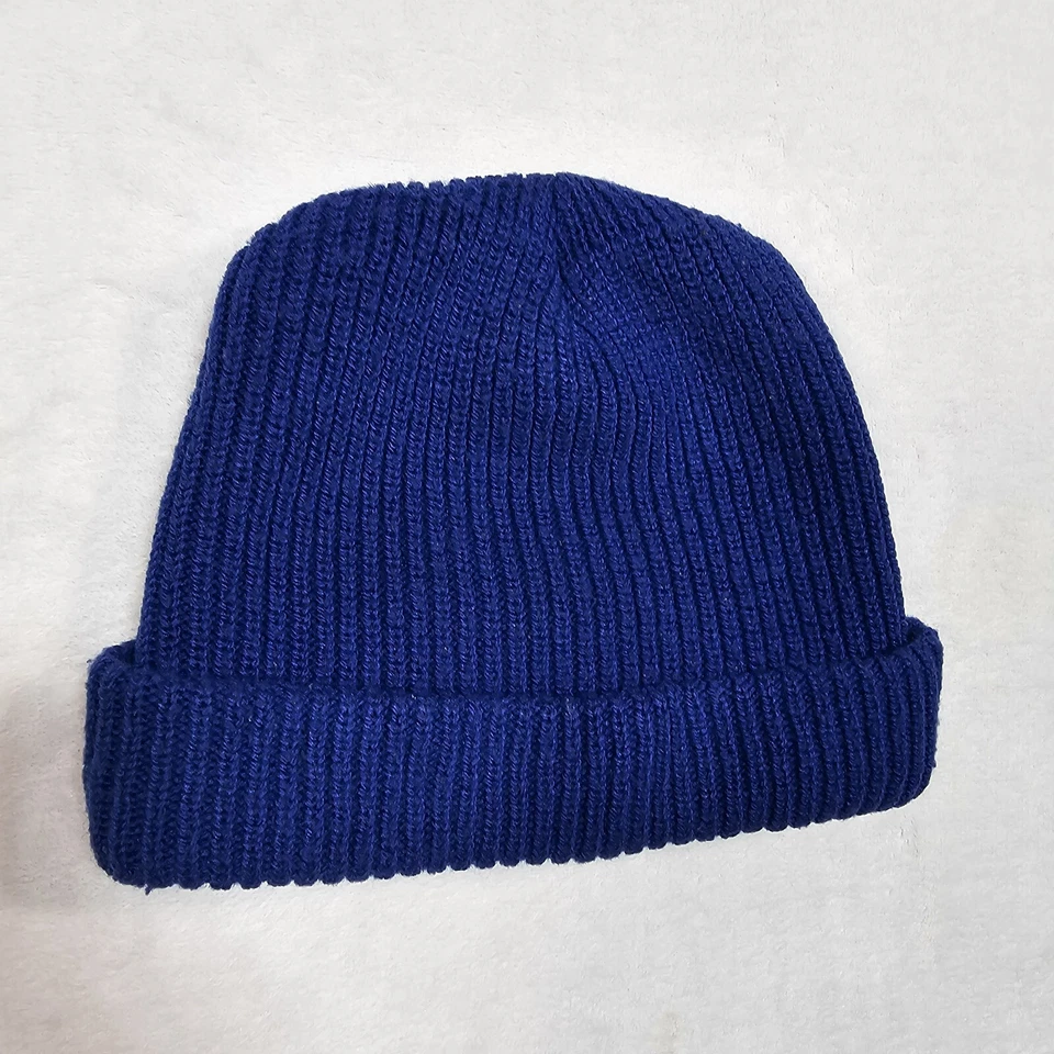 Vtg Adidas Equipment Beanie Ribbed Knit Blue Black 90's Y2K Grunge Hip Hop Cap - Image 4 of 4