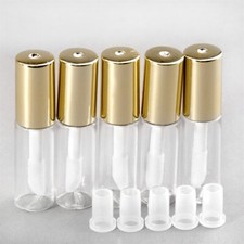 Botella de bálsamo de brillo labial vacío de plástico transparente con tapa dorada contenedor de cosméticos 1,2 ml