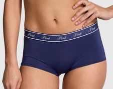 Victoria's Secret PINK Shortie BoyShort Flirty Silky Micro Midnight Navy M L XL