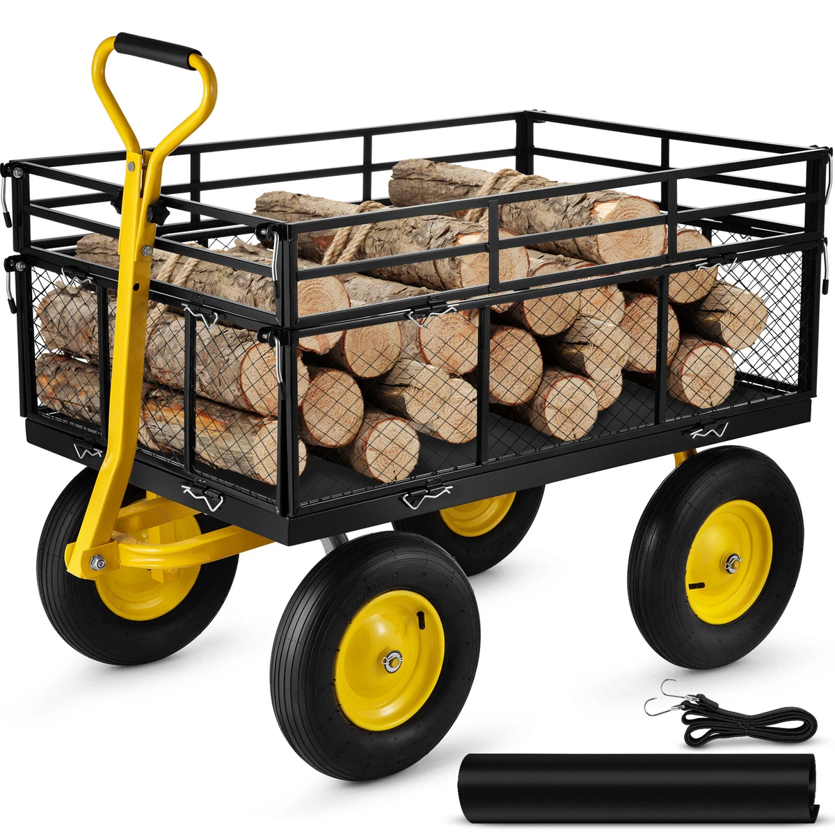 VEVOR Heavy Duty Steel Garden Trolley Cart Barrow Utility Towable Truck 1400 lbs