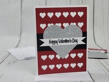 Happy Valentine's Day Greeting Card Kit 5 Lot of 4, Handmade, Red Hearts 