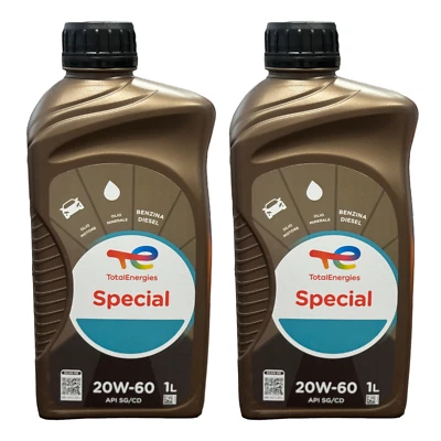 Kit 2 Litri Total Special 20W60 Olio Motore Minerale Benzina Diesel Per consumo