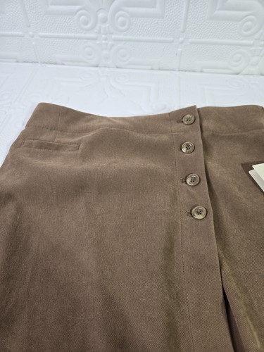 NWT Christopher & Banks Stretch Brown Long Straight Wrap Skirt 4 Buttons Sz 12 - Picture 5 of 16