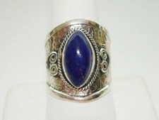 AB One-of-a-Kind Sapphire Blue Lapis Lazuli .925 Sterling Silver Ring Size 9.5