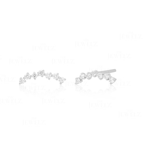 Pendientes de boda con racimo de diamantes de 0,20 quilates de oro de 14 quilates - The Jewelz - Imagen 7 de 7