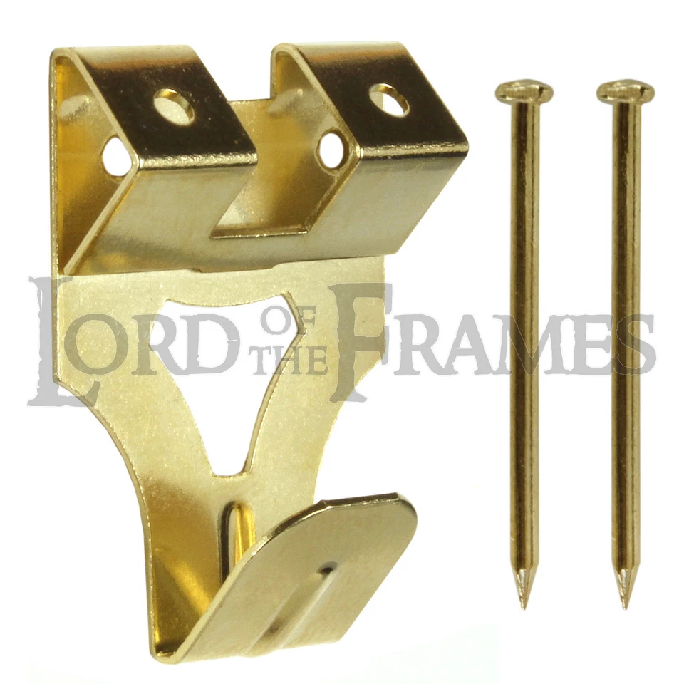 10 ganci per specchio fotografico tela doppia misura 2 in ottone con spille