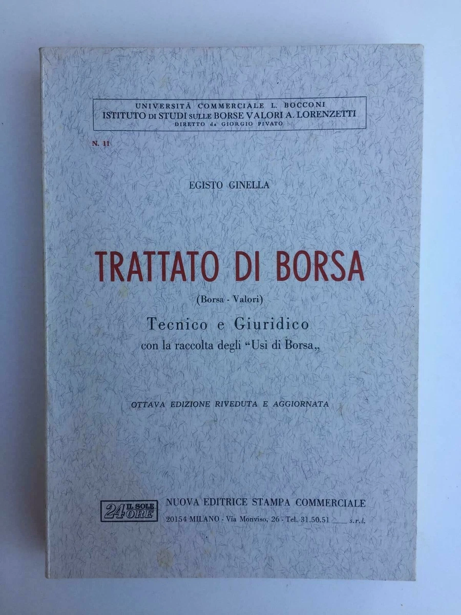 Egisto Ginella Trattato di borsa Il Sole 24 Ore 1970 eBay