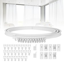 White 3/4.5m Flexible Bay Window Curtain Track with Glider Rail