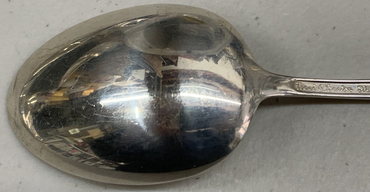 Vintage Reed & Barton Sterling Silver Oval Soup Spoon - Silver Sculpture Pattern - 6 5/8", 47g