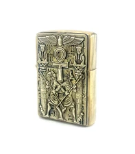 Egyptian Gods Horus & Anubis Zippo Lighter - Custom 3D Ankh & Scarab Case