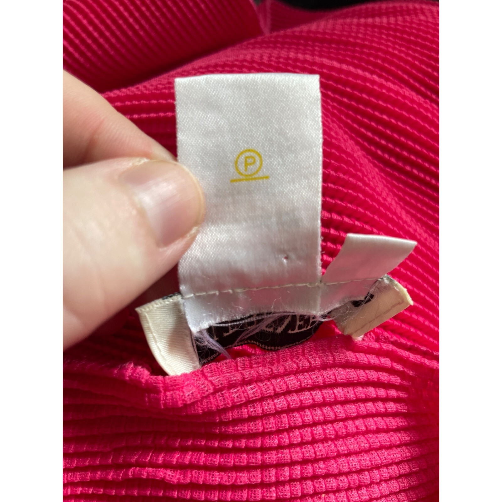 90s Holt Renfrew Crop Top Waffle Knit Red Pink Mock Neck Long Sleeve Sz L