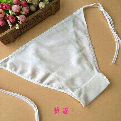 Womens 100% Silk Bikinis Underwear Knickers White Tangas Side Tie Panty Lingerie - Picture 11 of 30