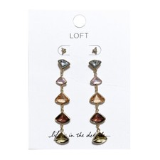 LOFT Pave Stud & Gem Drop Earrings Set of 2 P...