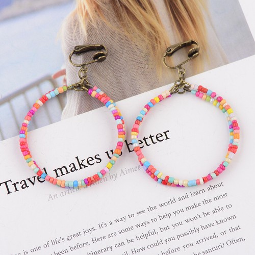 Pendientes colgantes de colección bohemia boho borla coloridas cuentas de madera con tachuelas para mujer - Imagen 105 de 212