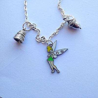 Peter Pan Inspired Peter and Wendy Acorn and Thimble Charm Necklace Jewelry