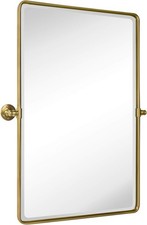 Overall 26.91 x 35 inches Mirrror 23 x 35 inches , Gold Pivot Rectangle Ba
