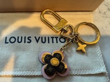 Louis Vuitton M63085 Flower Charm Key Chain Gold Pink Metal Leather Logo