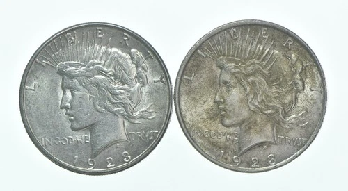 1923-S & 1923 Peace Silver Dollar $1 Bullion Collection Lot *124