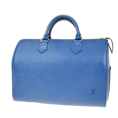 LOUIS VUITTON LV Logo Speedy 30 Travel Hand Bag Epi Leather Blue M43005 77RF569