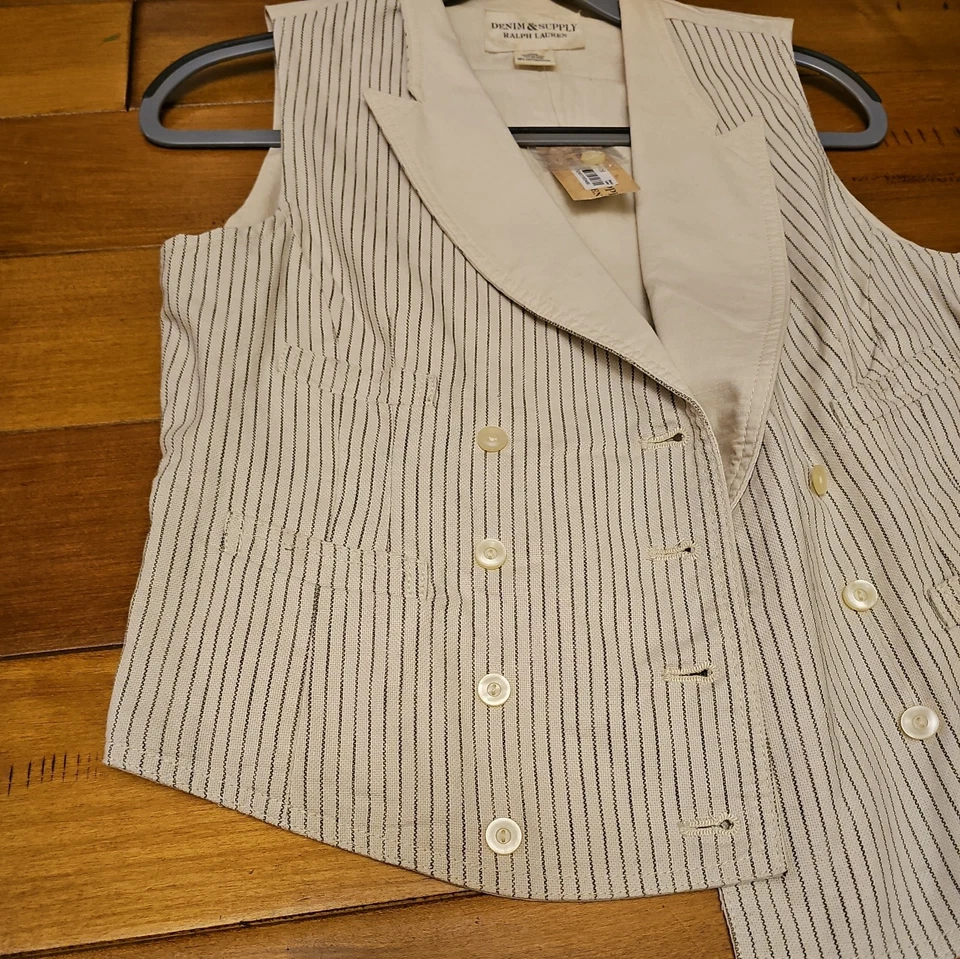 Женский полосатый жилет с подкладкой Denim & Supply Ralph Lauren. Рекомендуемая розничная цена производителя $145. Размер M - Изображение 2 из 4