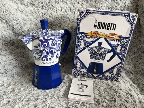 Bialetti Dolce & Gabbana Blau Mediterran Moka Express 6 Tassen Kaffeekanne