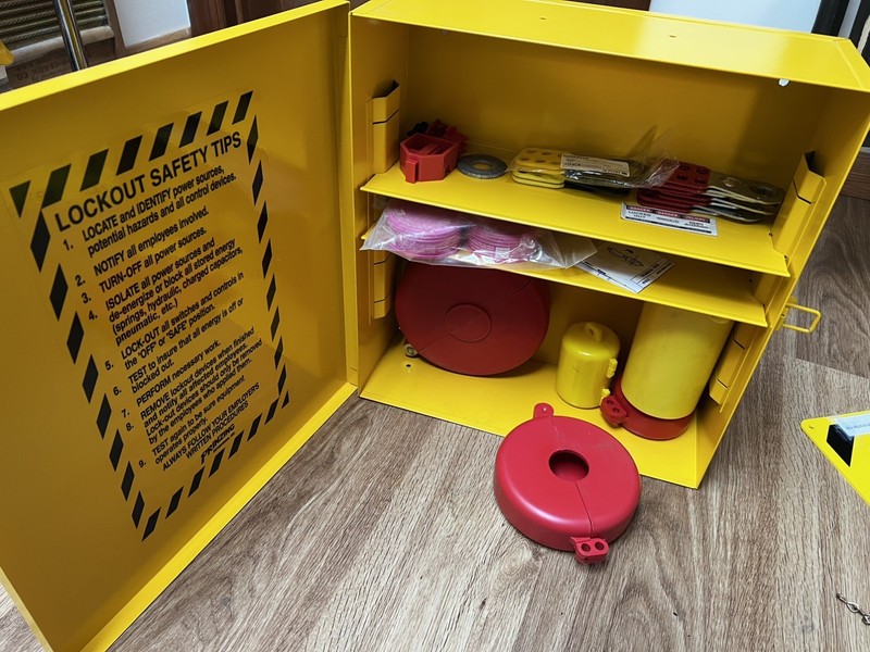 Wall Mount Tagout Lockout Station Box 16" x 15" x 6" W/ Misc. Supplies